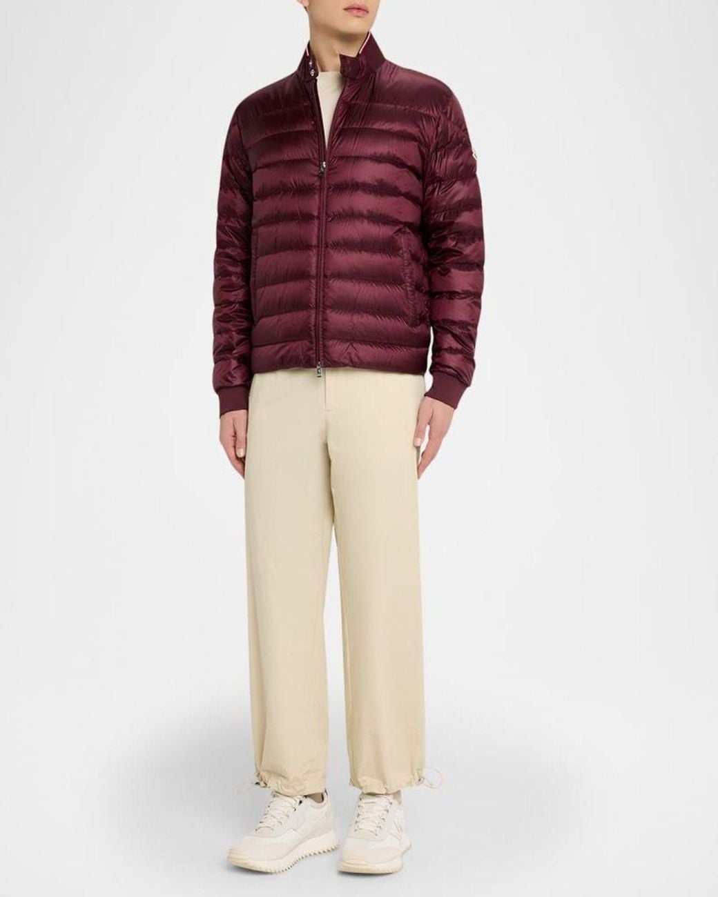 Moncler Red Apos;S Quilted Nylon Short Down Jacket for men