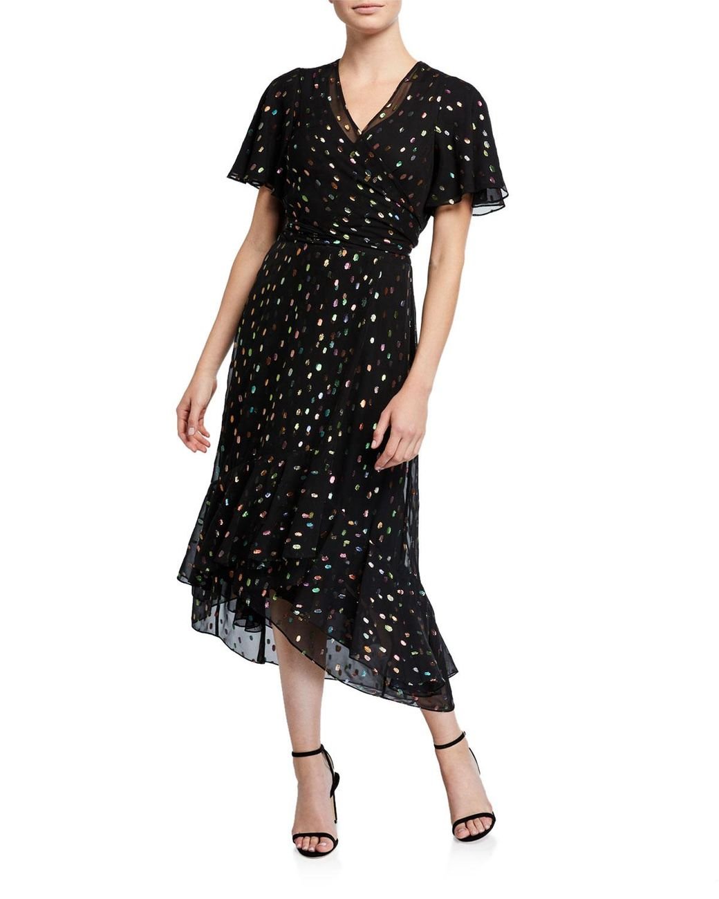 dvf metallic wrap dress