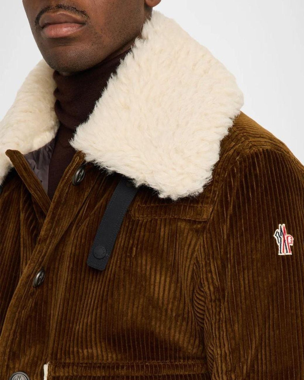 Moncler Brown Givrand Virgin Wool Shearling-Collar Down Jacket for men