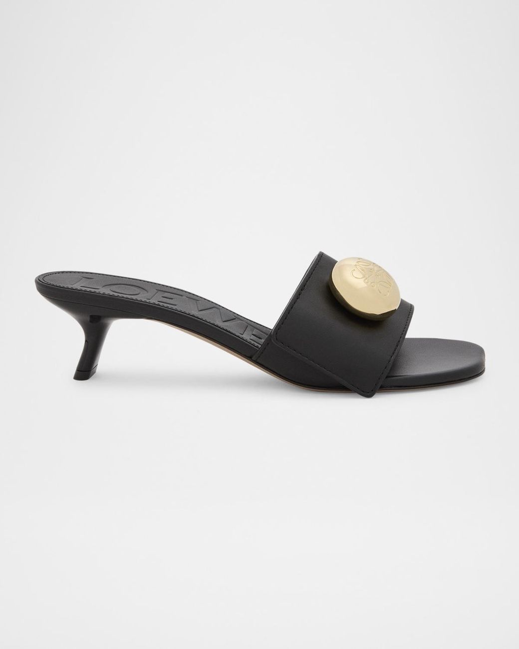 Loewe Black Pebble Leather Slide Sandals