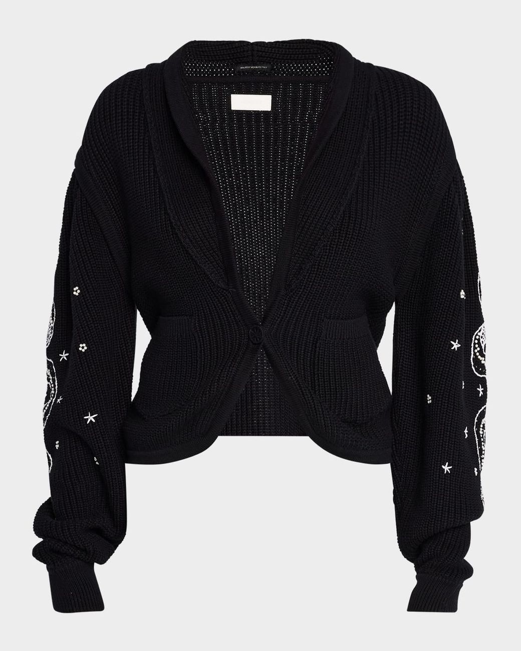 Mother The Puff Sleeve Cardigan in Black Lyst