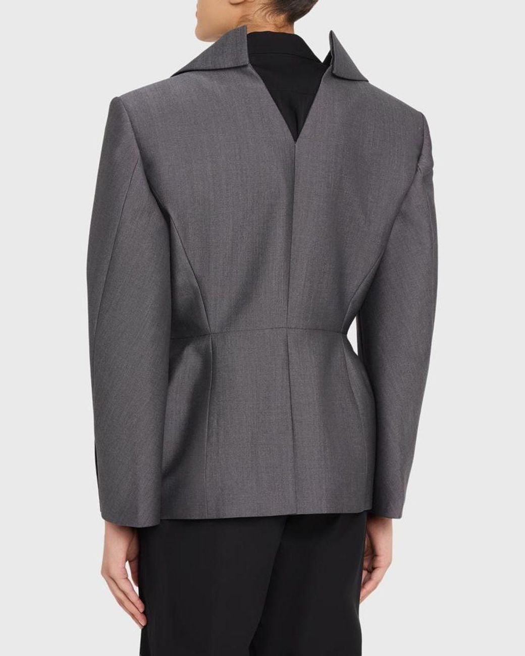 Givenchy Gray Slashed Wool Single-Breasted Jacket