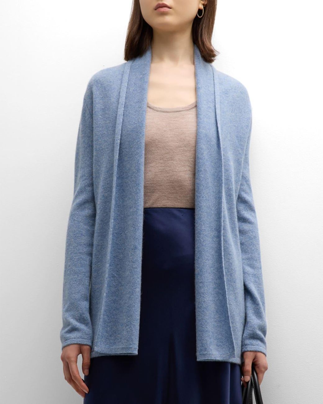Neiman Marcus Cashmere Basic Open Cardigan in Blue Lyst