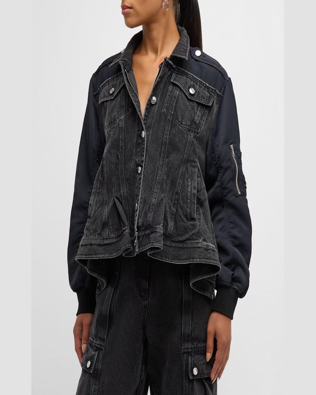 3.1 Phillip Lim Denim Flight Jacket in Black Lyst