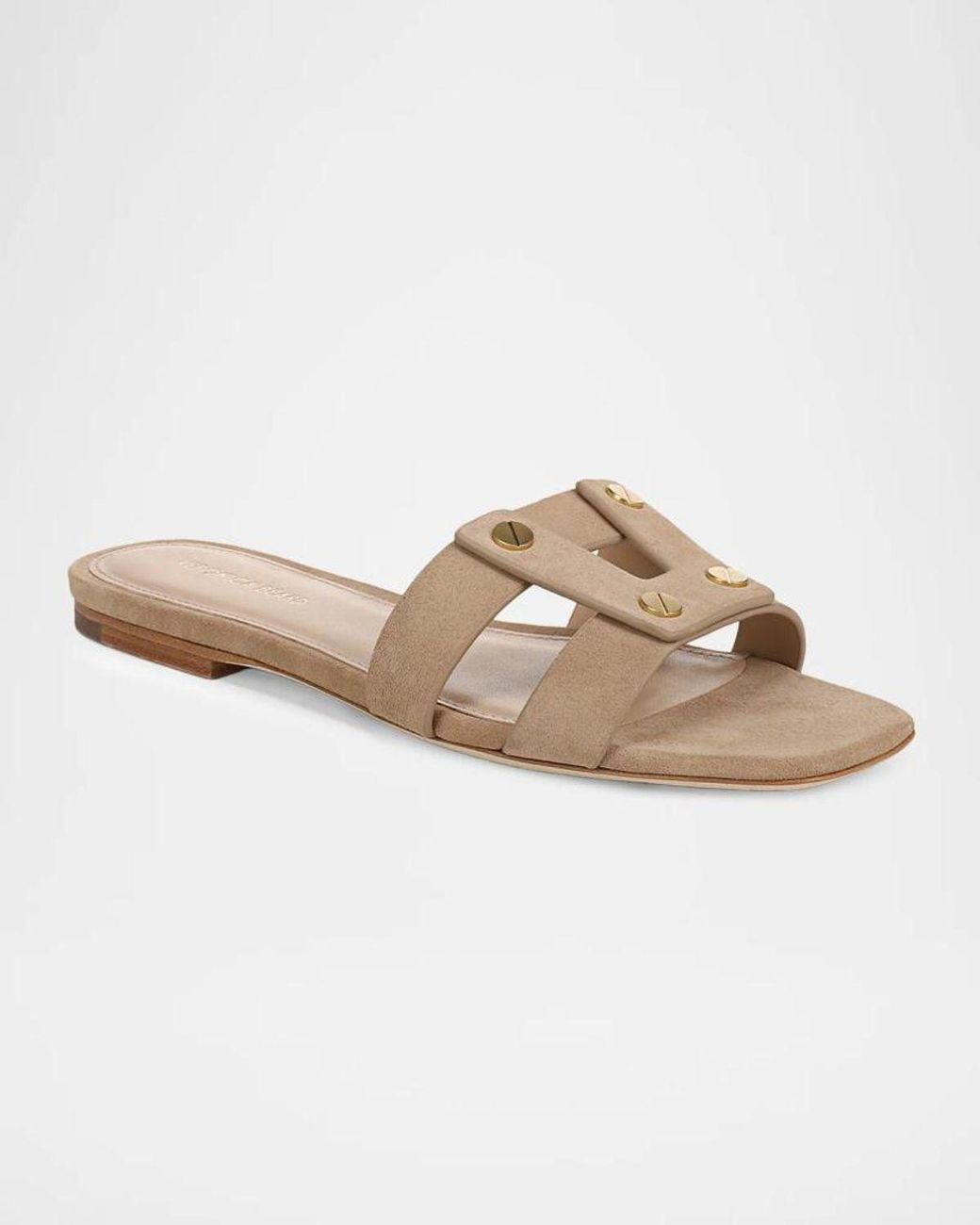 Veronica Beard White Via Suede Flat Slide Sandals