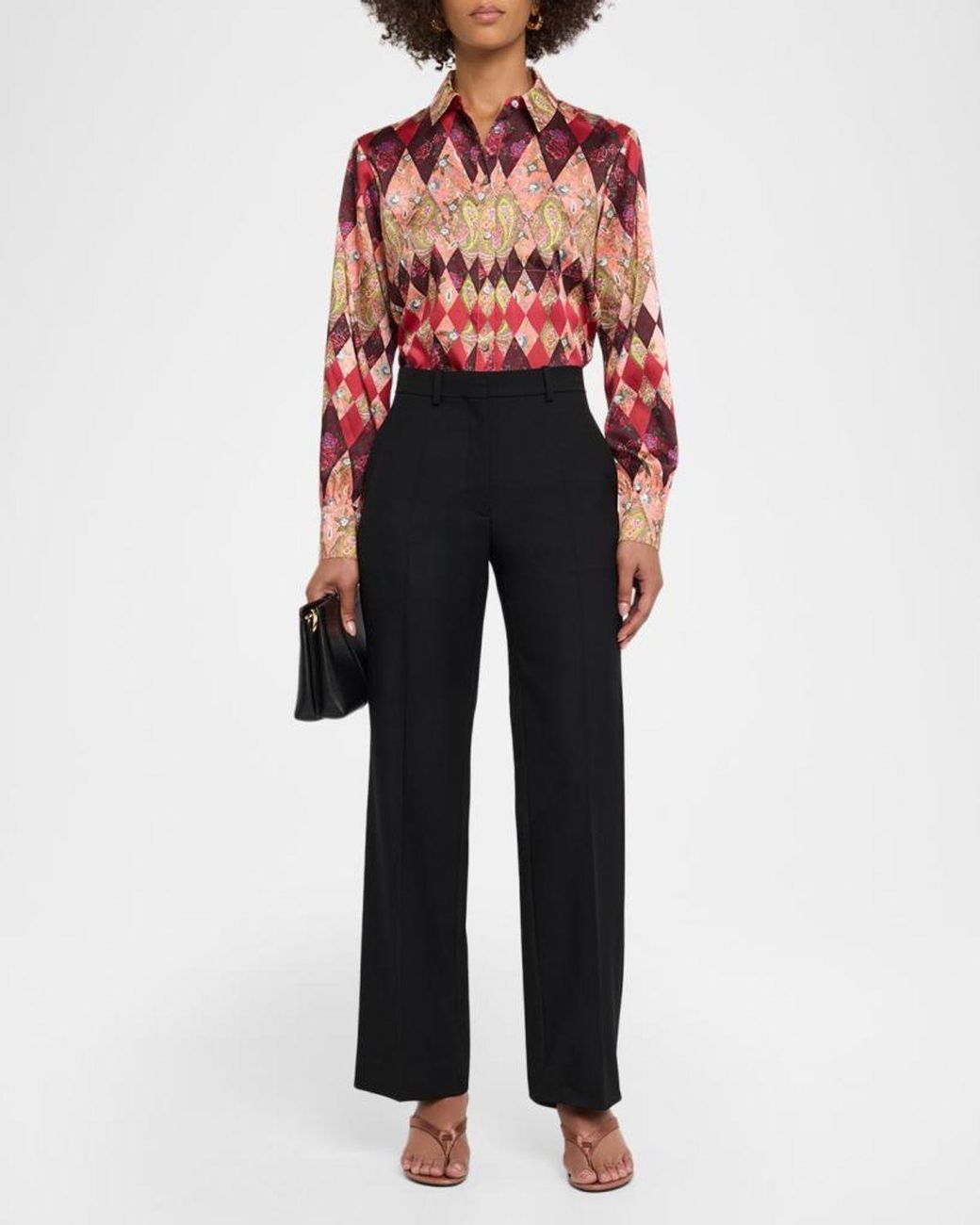 Cinq À Sept Red Thea Patchwork Print Shirt