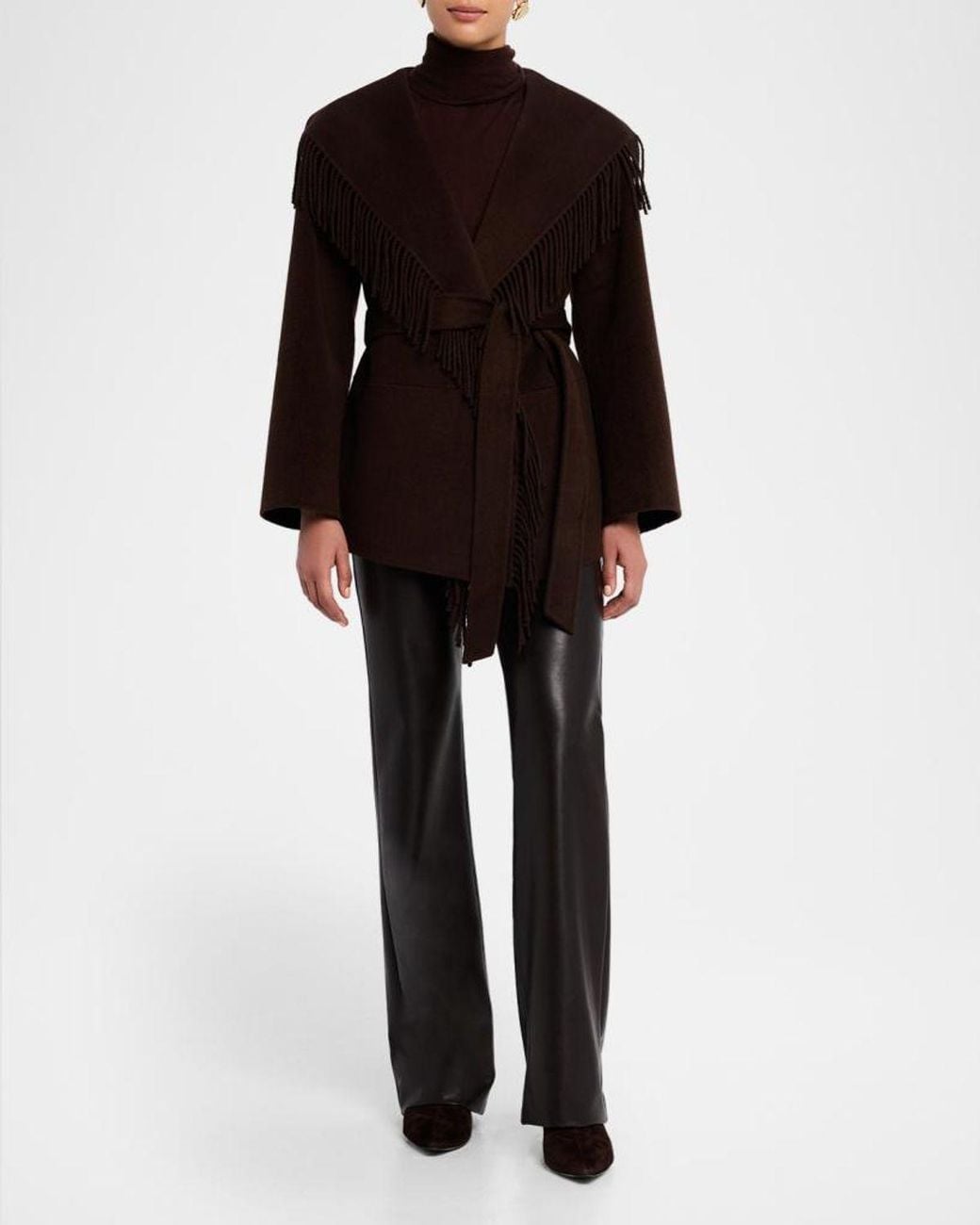 Jonathan Simkhai Black Rowen Fringe Wool Jacket