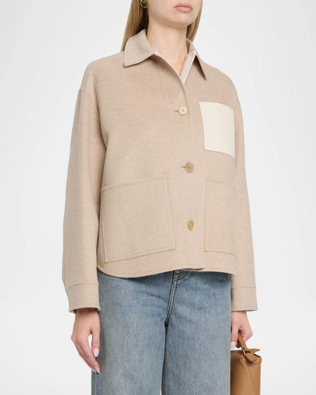 Loewe Natural Collared Wool-Cashmere Workwear Jacket