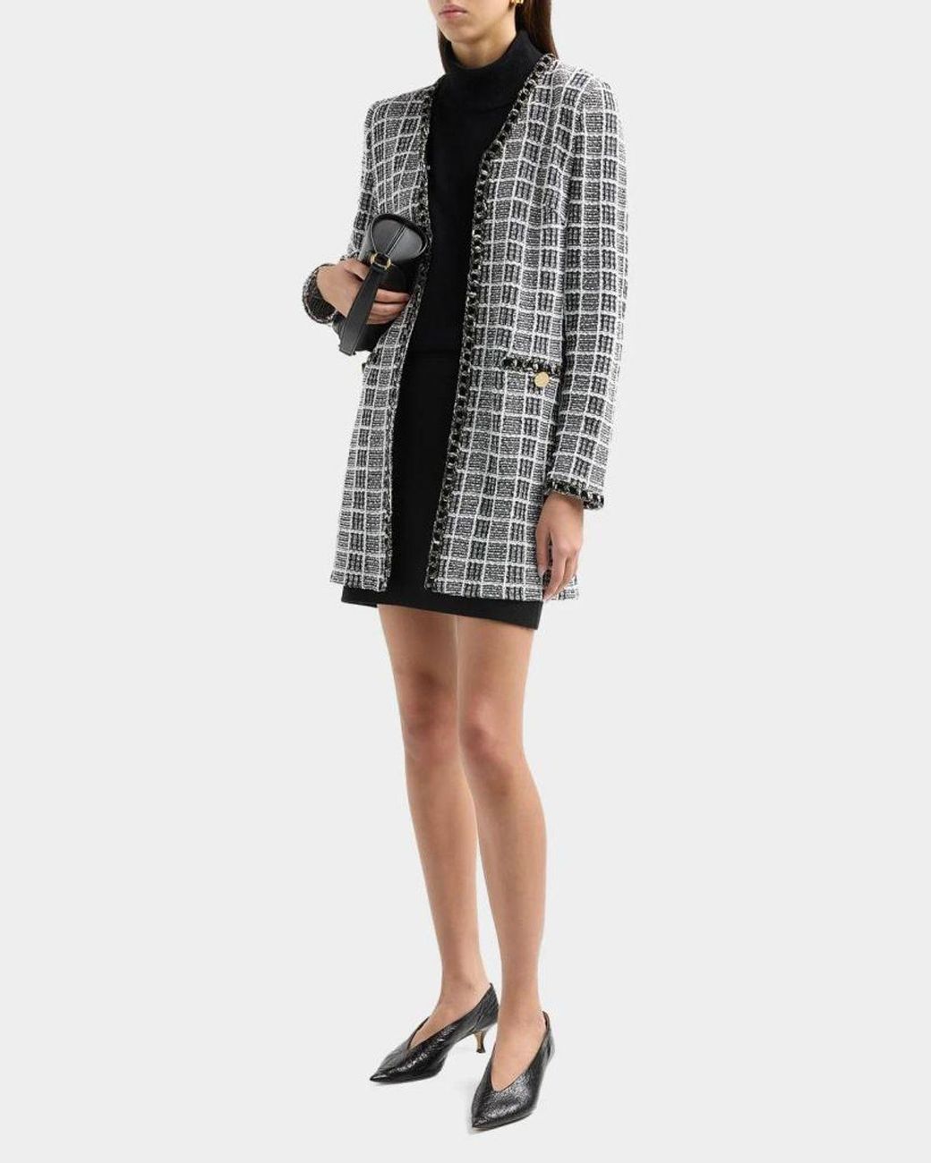Misook Gray Grid-Check Jacket
