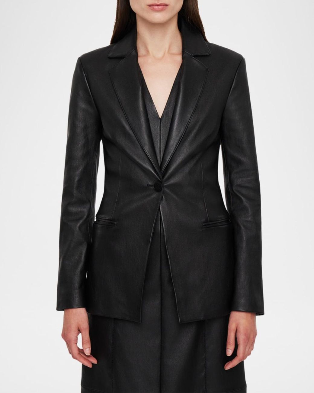 Joseph Black Pascal Single-Button Leather Jacket