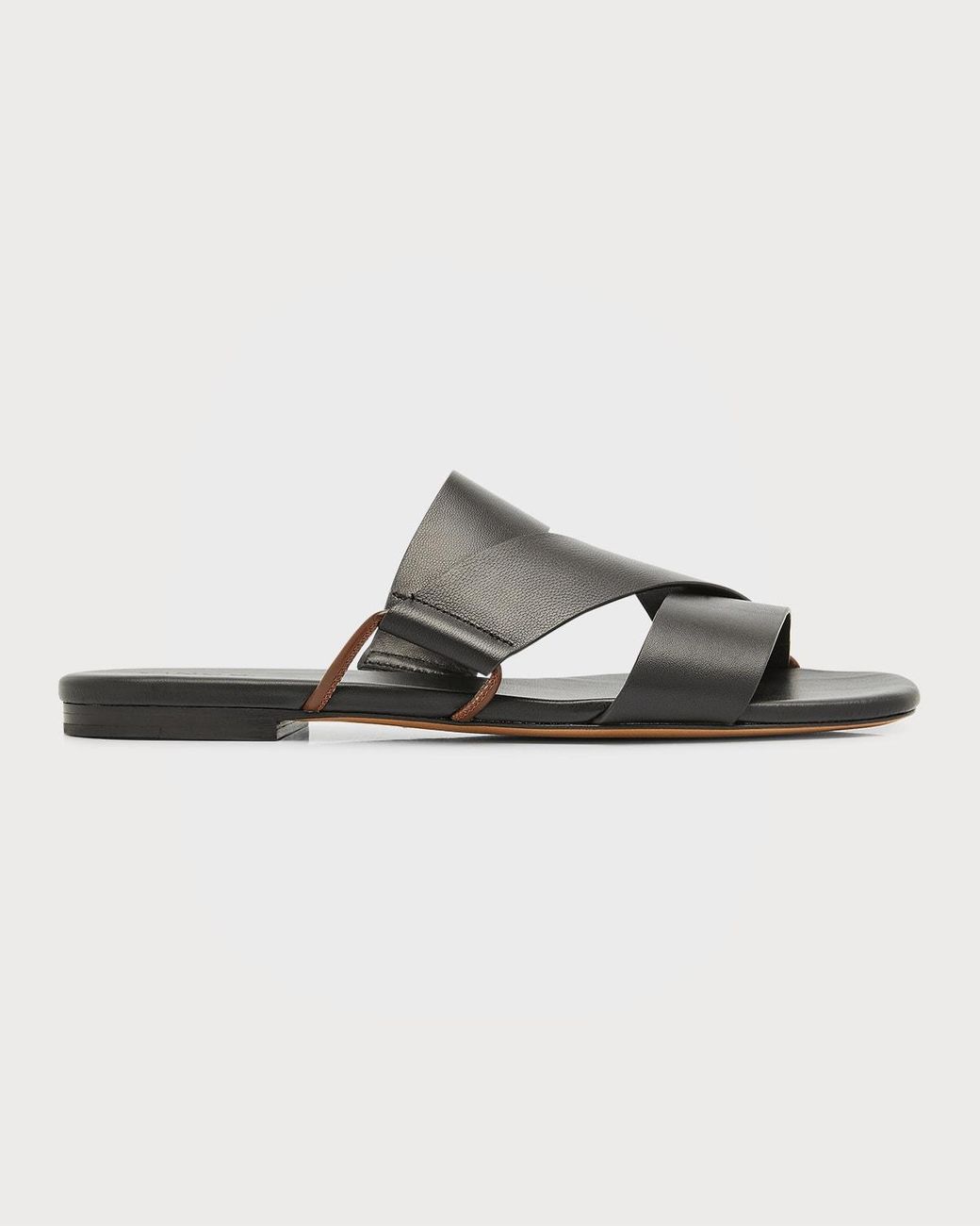 Vince Dylan Asymmetrical Leather Flat Sandals in Black | Lyst