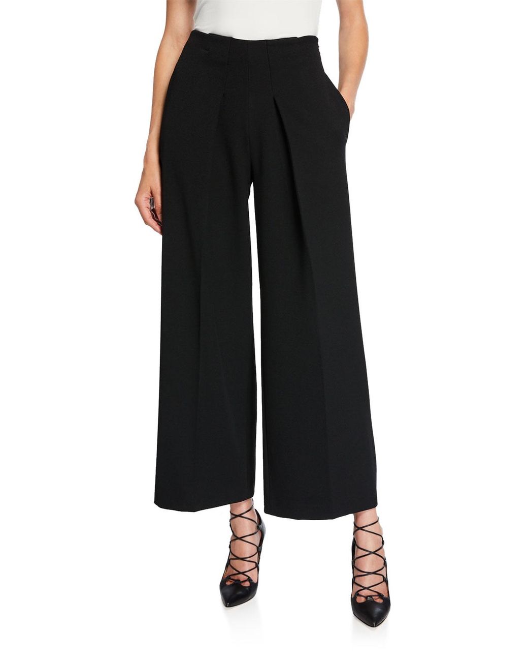 Roland Mouret Synthetic Melthan Wide-leg Trousers in Black - Lyst
