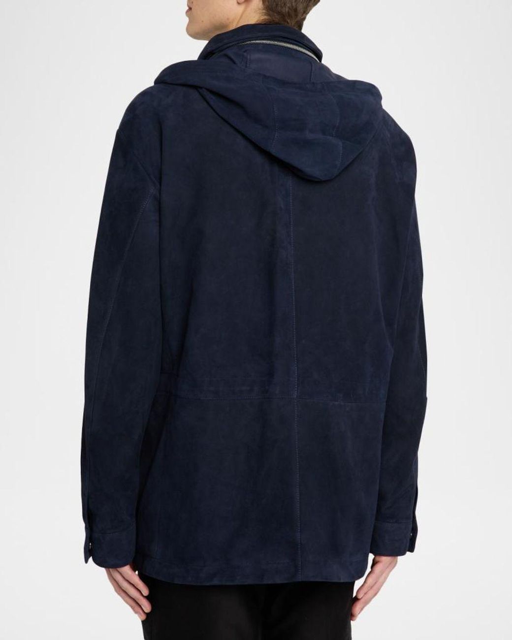 Tom Ford Blue Apos;S Suede Hooded Field Jacket for men