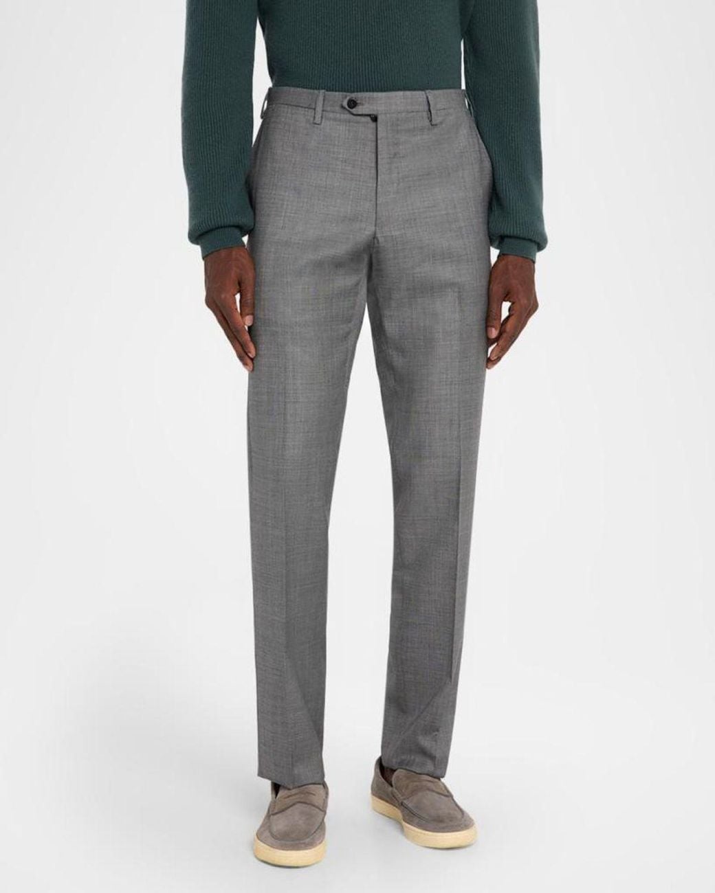 Kiton Gray Apos;S Wool Twill Flat-Front Trousers for men