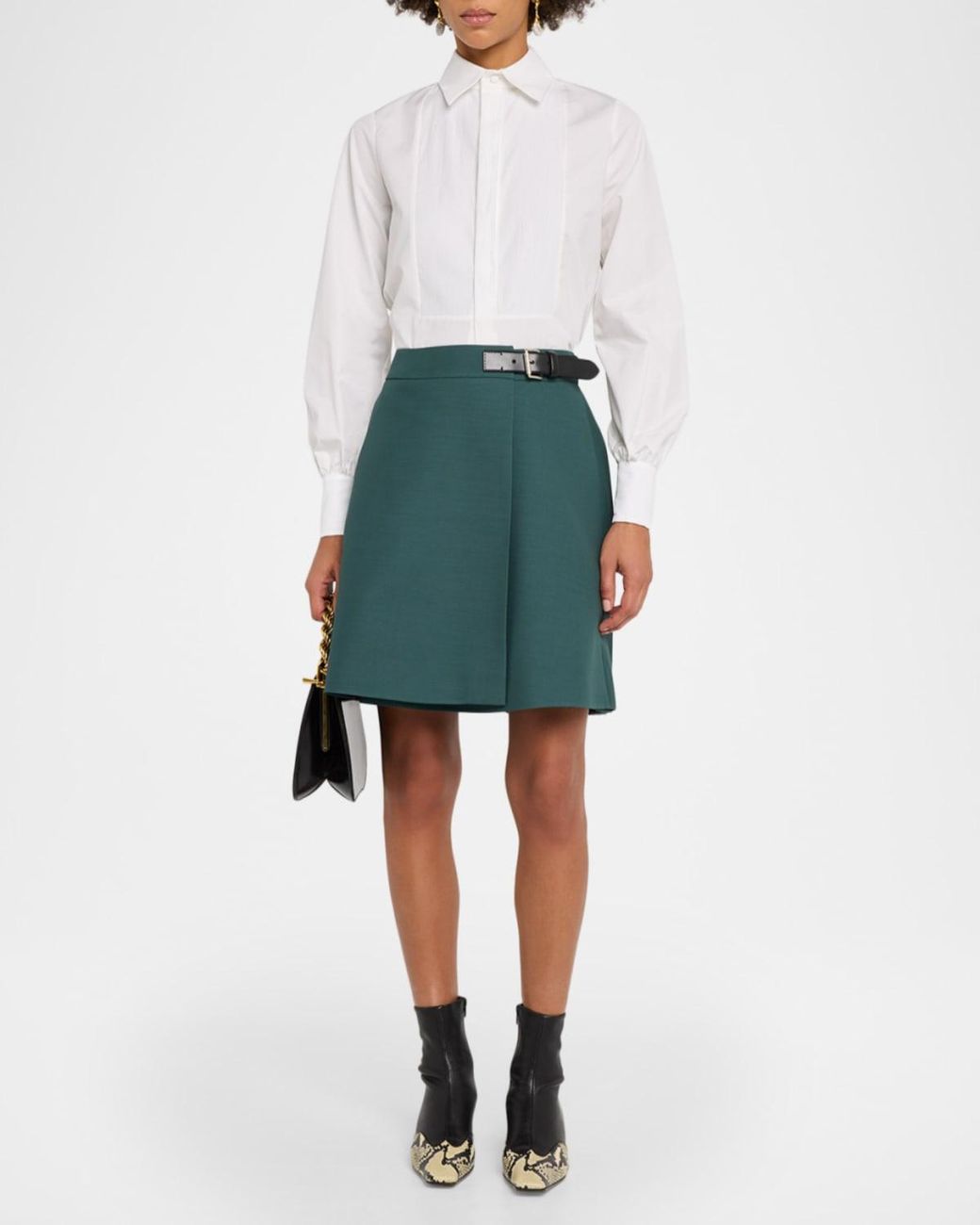 Dice Kayek White Bib-Front Cotton Poplin Button-Front Shirt