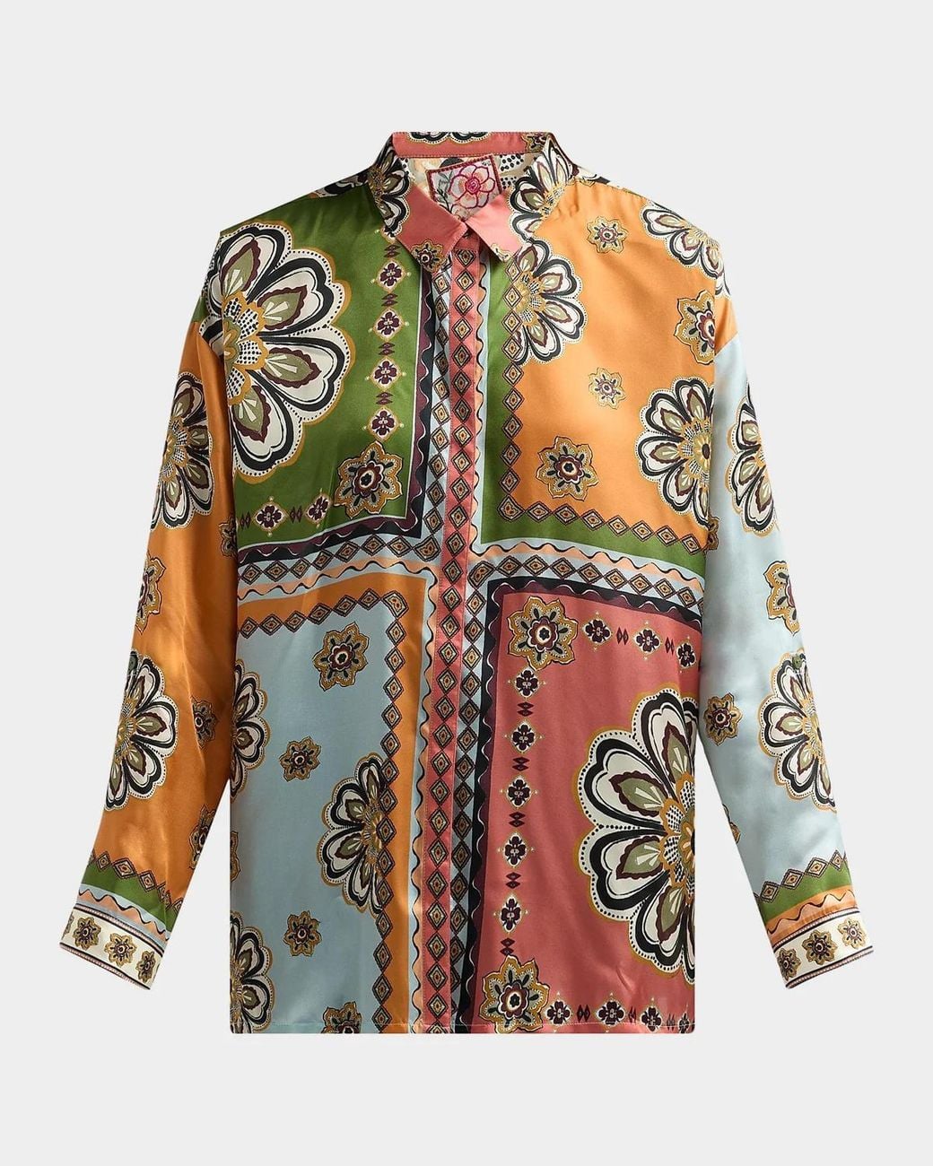 Johnny Was White The Audrey Patchwork Button-Front Shirt