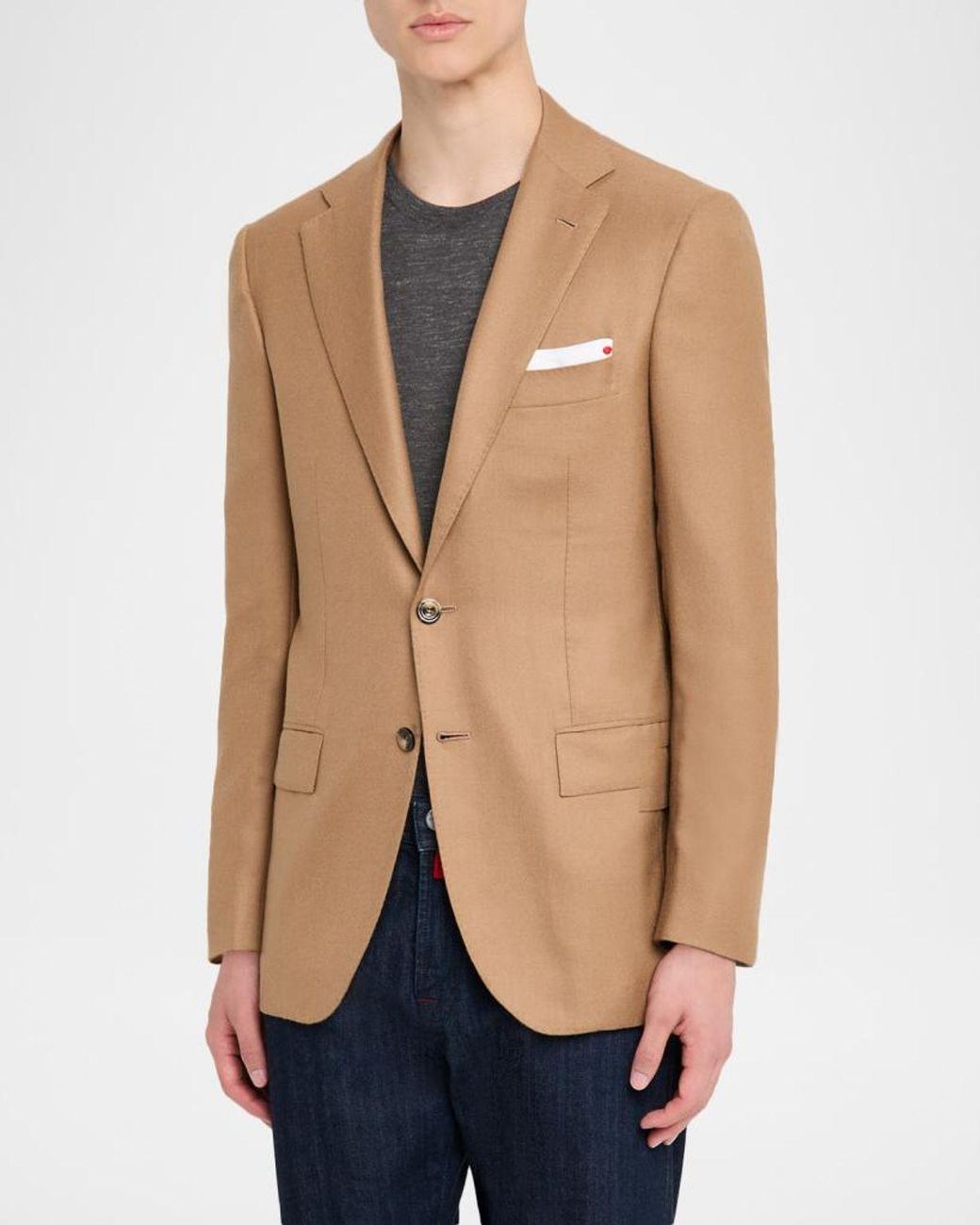 Kiton Natural Apos;S Soft Cashmere Single-Breasted Blazer for men