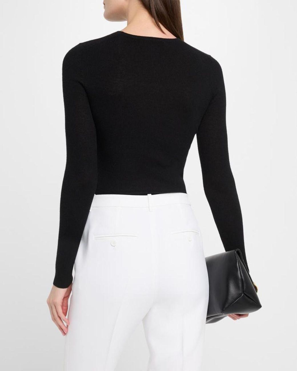 Michael Kors Black Hutton Ribbed Cashmere Pullover