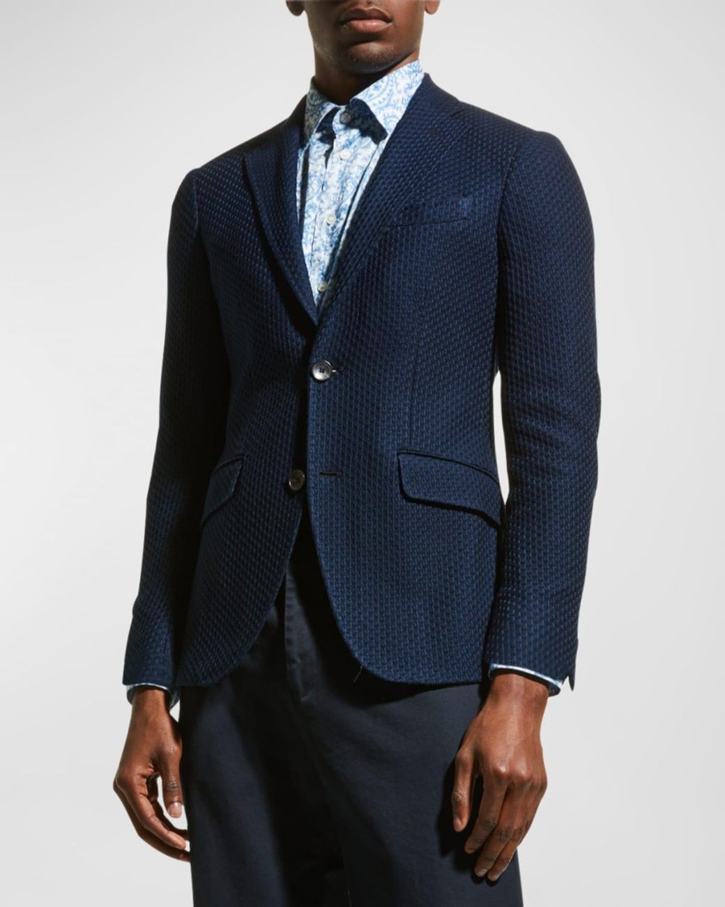Etro Blue Apos;S Basic Knit Blazer for men