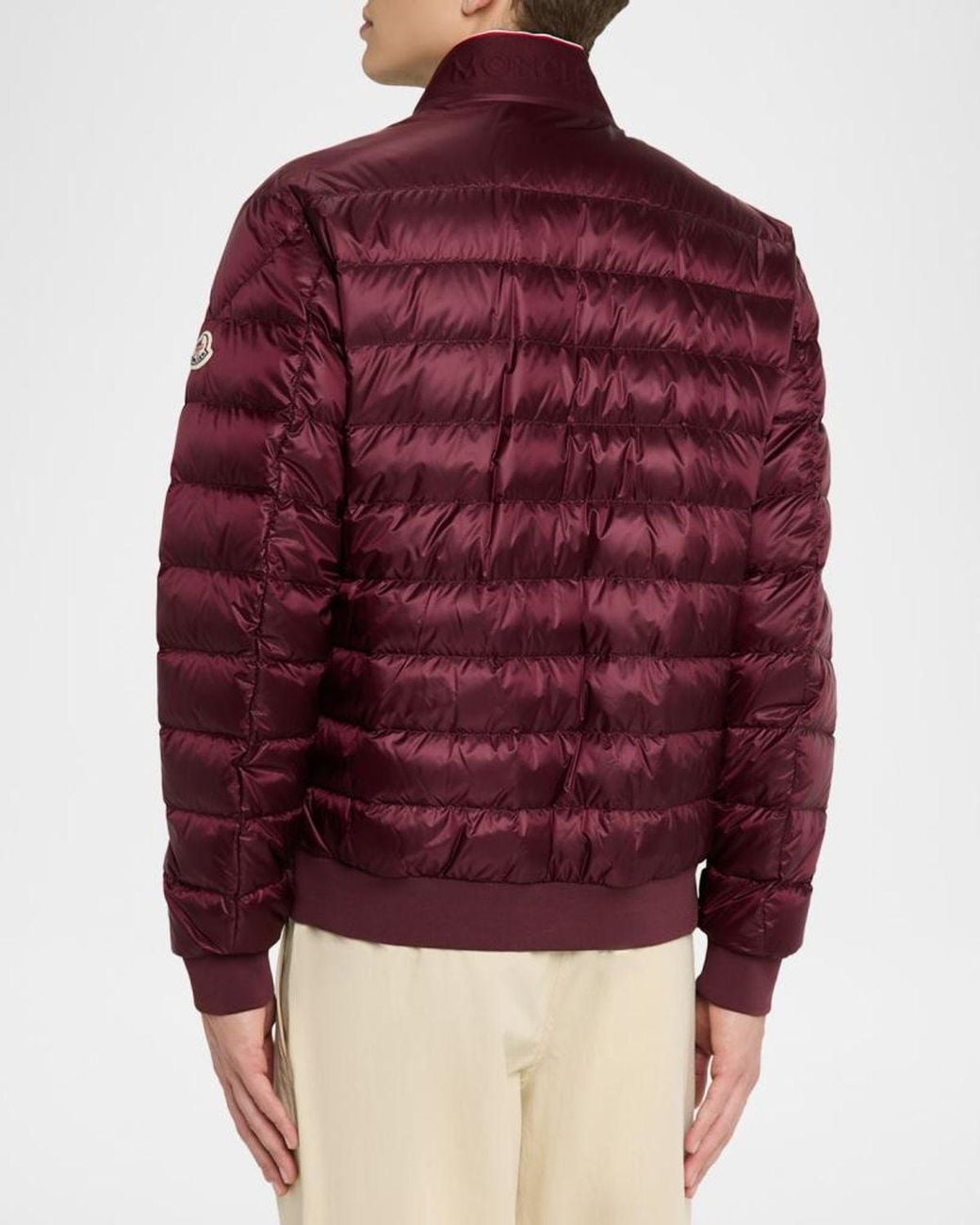 Moncler Red Apos;S Quilted Nylon Short Down Jacket for men
