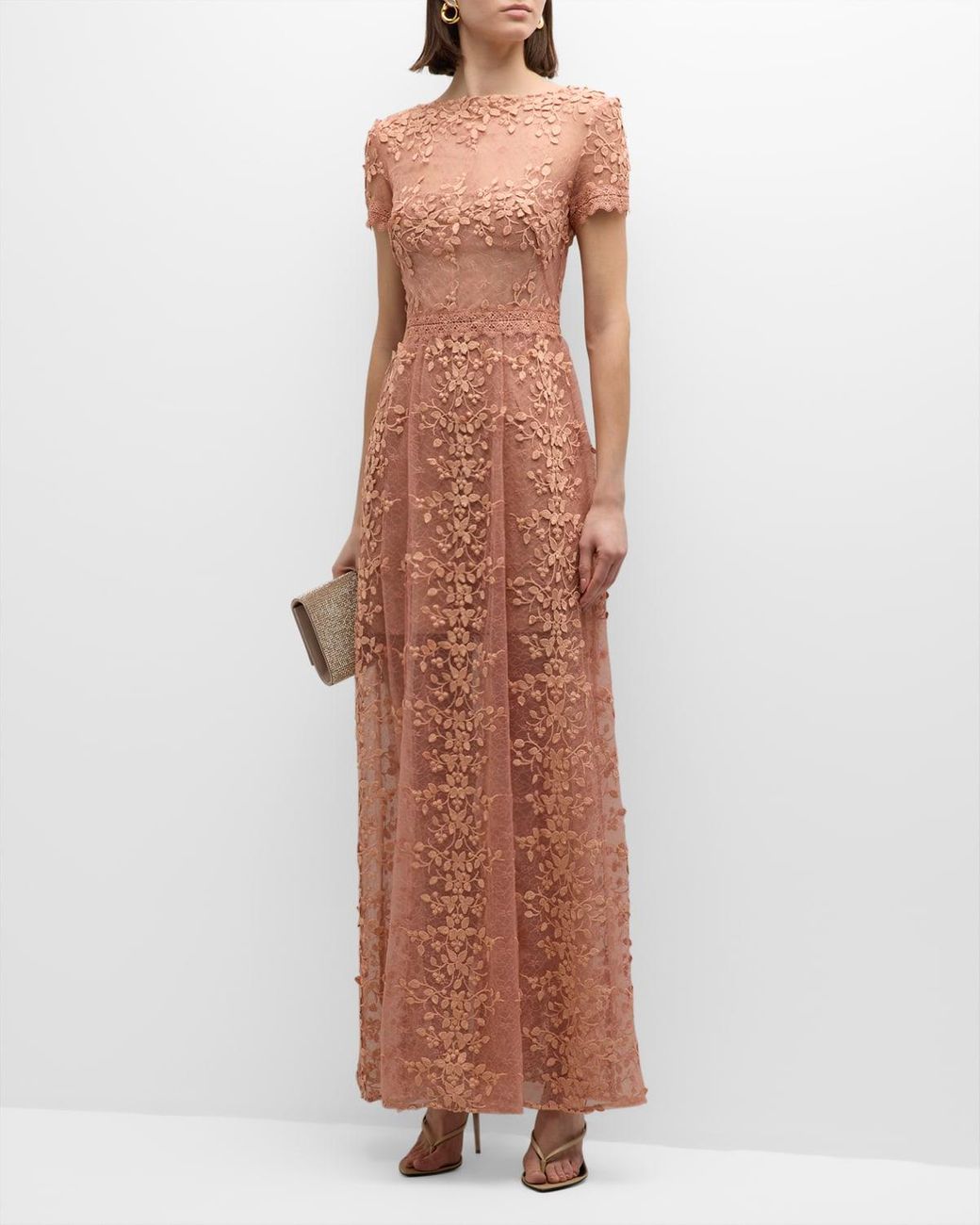 Bronx and Banco Megan Lace And Applique A-Line Gown in Natural | Lyst Bronx and Banco Megan Lace And Applique A-Line Gown in Natural | Lyst