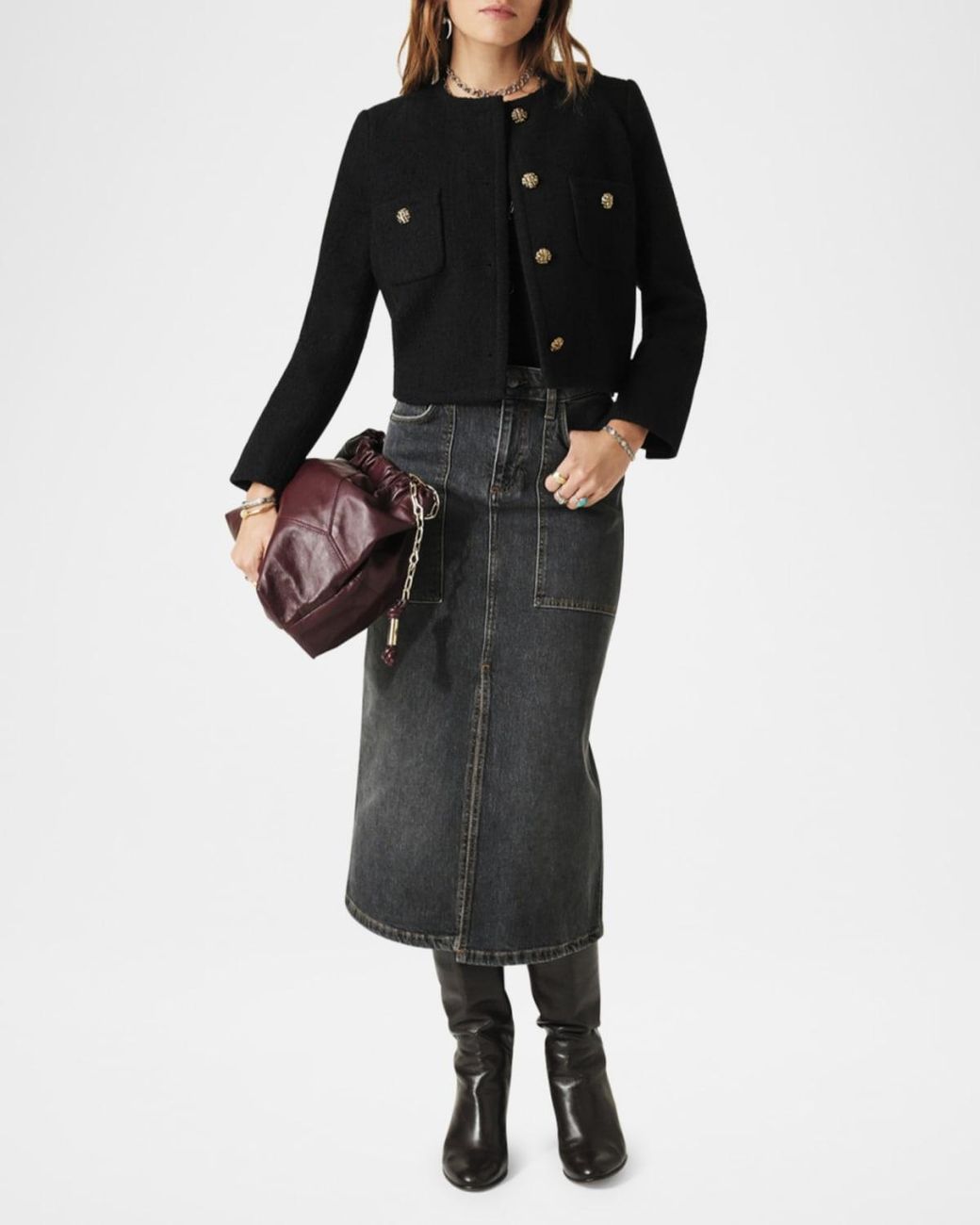 Ba&sh Black Meredith Bouclé Jacket