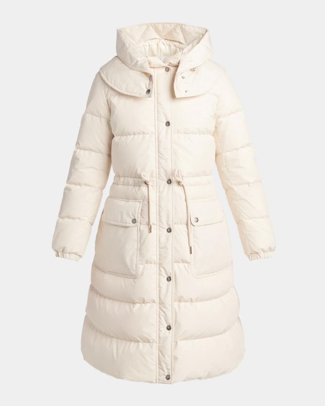 Moncler Natural Pic Hooded Long Down Jacket