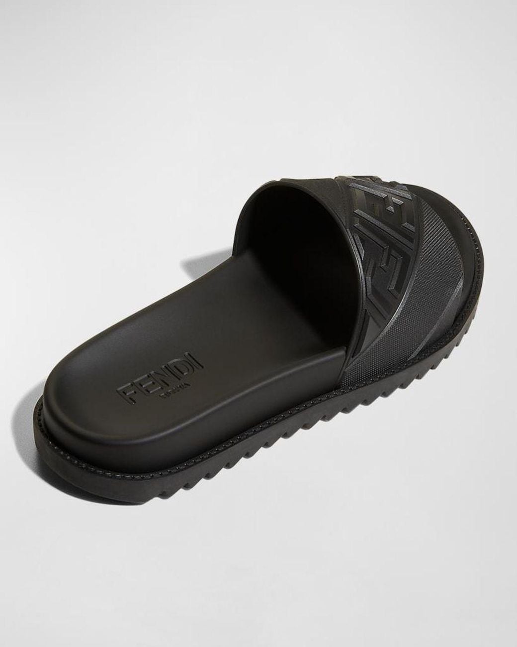 Fendi Black Apos;S Ff Logo Slide Sandals for men