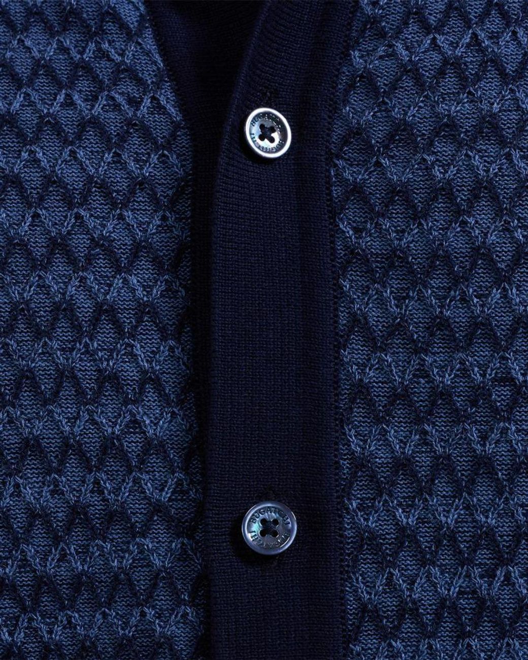 Bugatchi Blue Apos;S Two-Tone Honeycomb Button-Front Sweater for men
