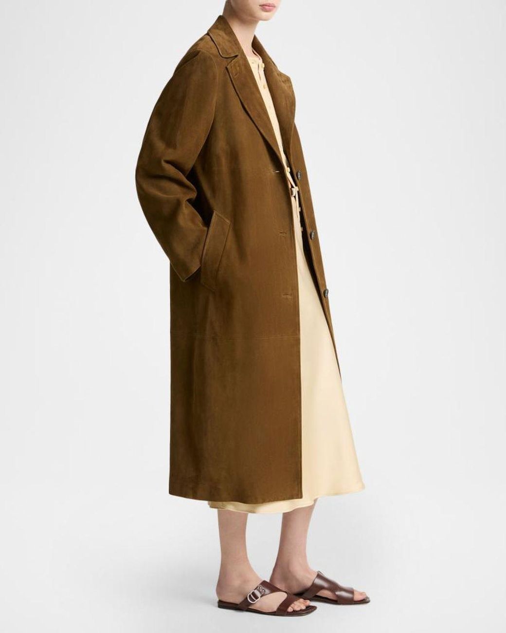 Vince Natural Long Suede Coat