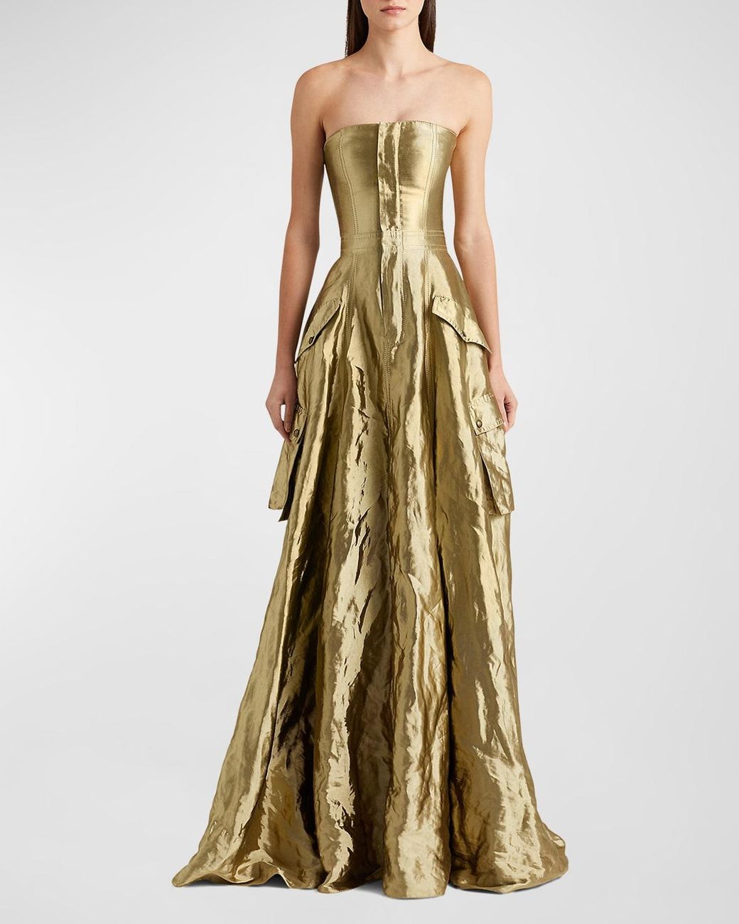 Ralph Lauren Collection Briar Metallic Strapless Utility Gown Lyst