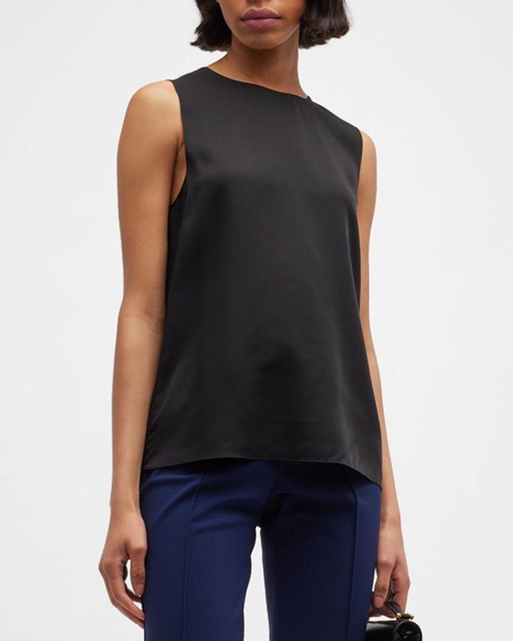 Theory Black Silk Straight Shell Top