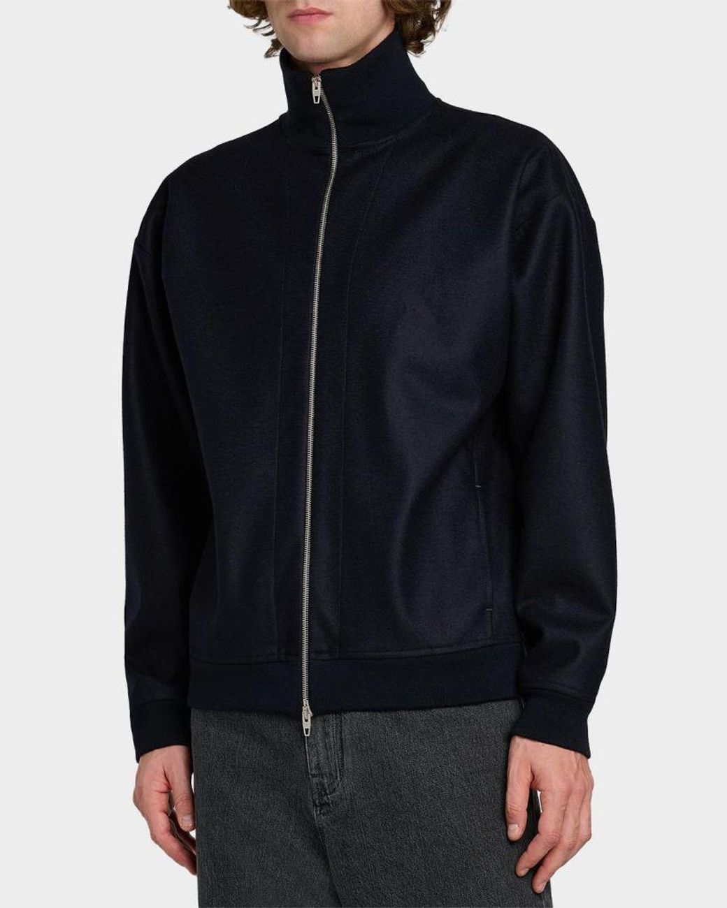 Jil Sander Blue Apos;S Melton Wool Zip-Front Jacket for men