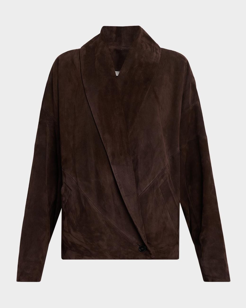 Co. Brown Shawl-Lapel Suede Wrap Jacket
