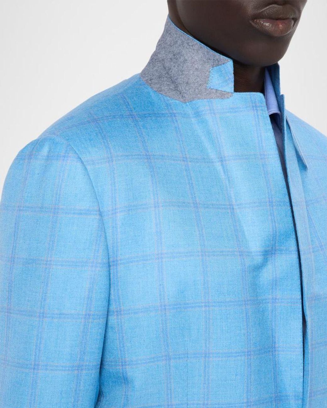 Kiton Blue Apos;S Light Windowpane Jacket for men