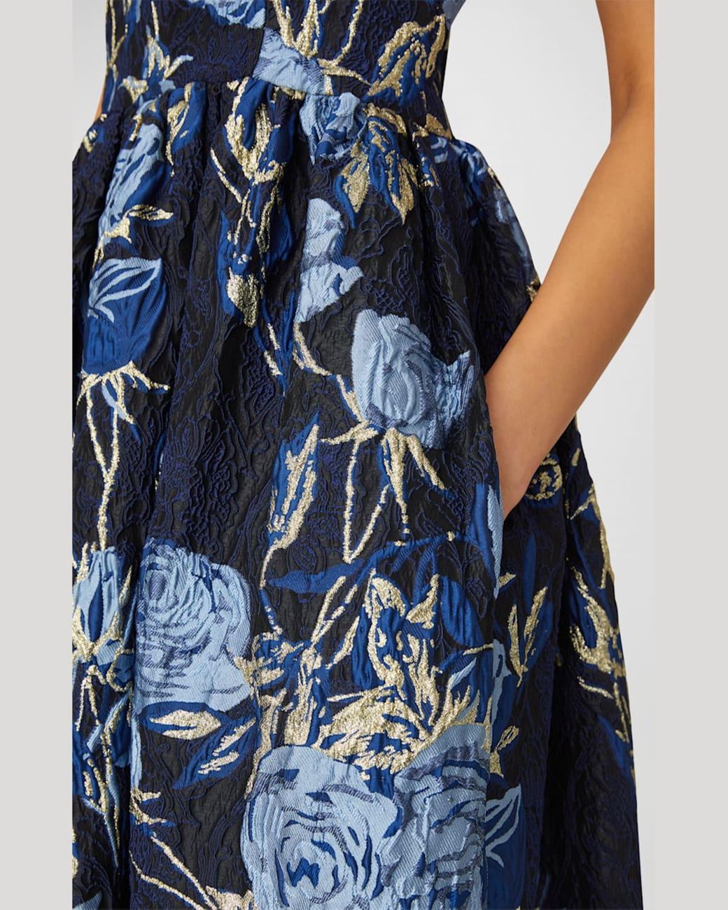 Shoshanna Serra Sleeveless A-Line Floral Jacquard Gown in Blue | Lyst
