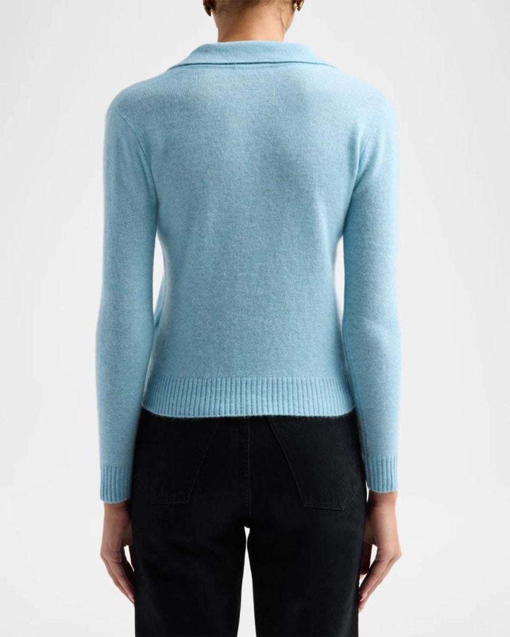 Neiman Marcus Blue Basic Cashmere Polo Sweater