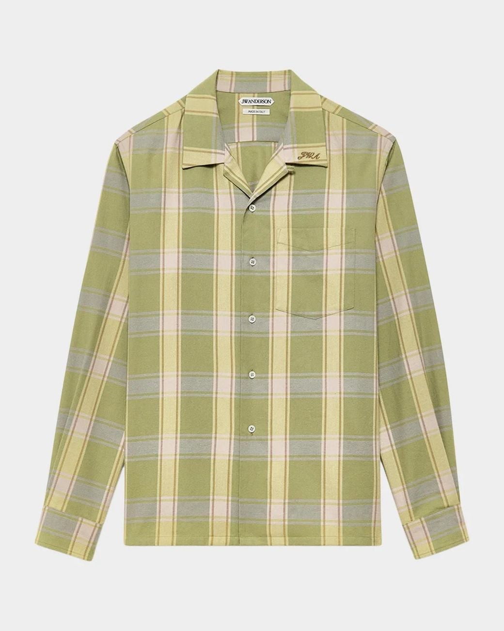 JW Anderson Apos;S Checked Cotton Camp-Collar Shirt in Green for Men | Lyst