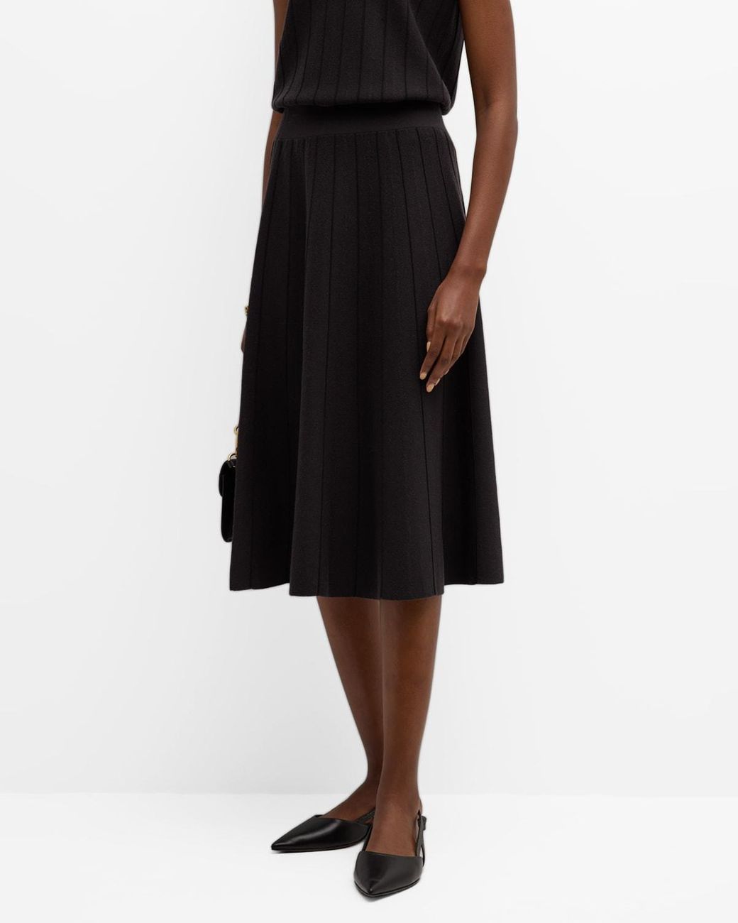 TSE Cashmere Mixed-Stitch A-Line Midi Dress