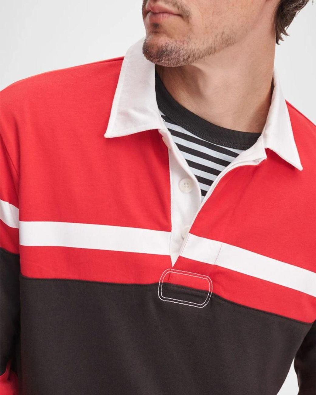 Rag & Bone Striped Cotton Rugby Shirt in Red for Men | Lyst