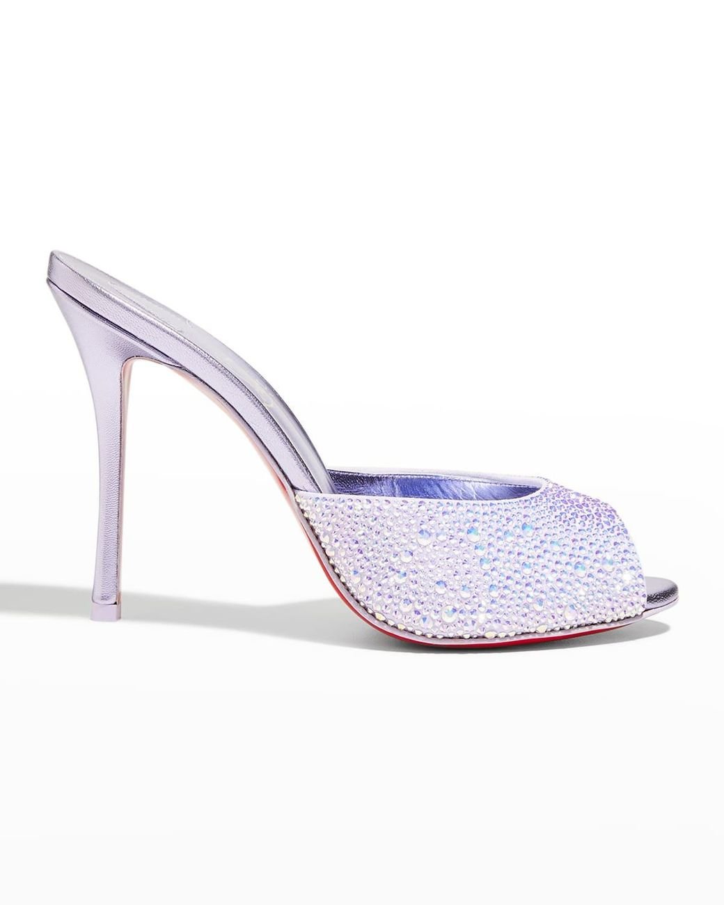 Christian Louboutin Me Dolly Strass Red Sole Slide Sandals in White | Lyst
