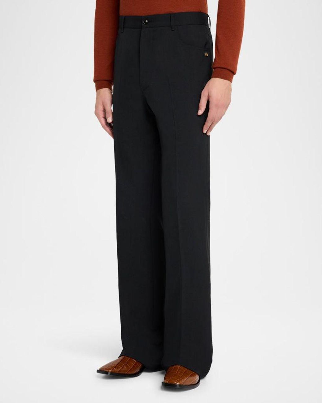 Amiri Blue Apos;S Polyester And Wool Bootcut Five-Pocket Pants for men