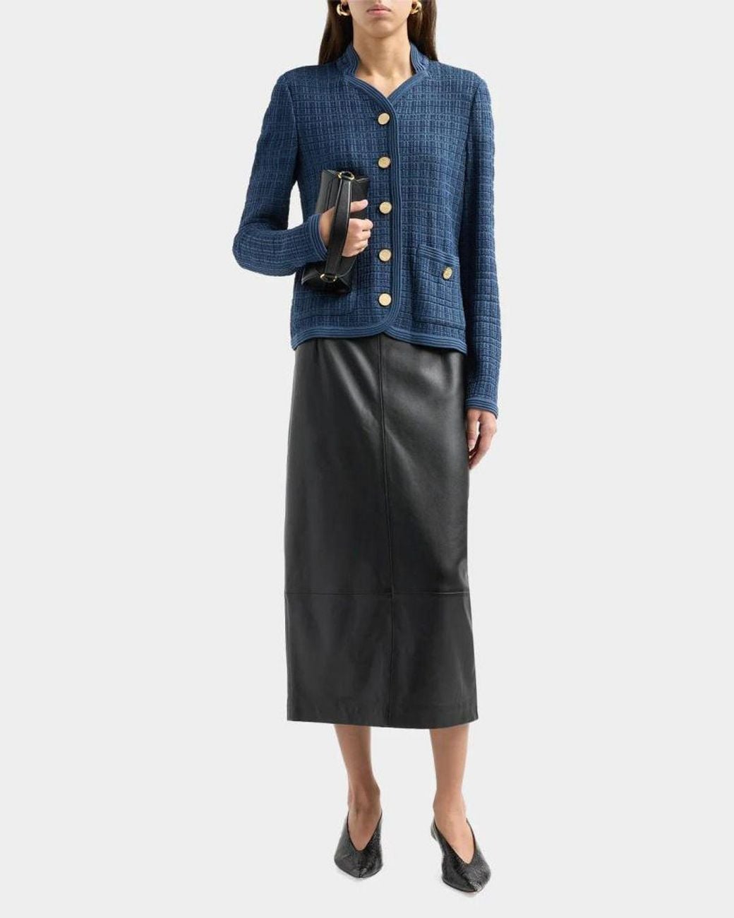 Misook Blue Rib-Knit Jacket