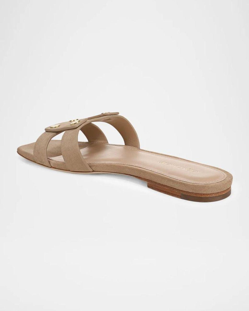 Veronica Beard White Via Suede Flat Slide Sandals