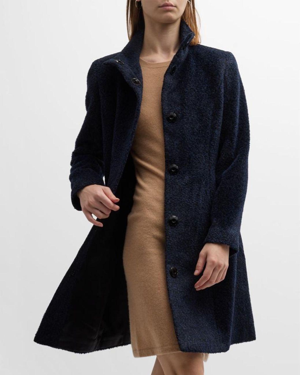 Sofiacashmere Blue Alpaca Snap Button Coat