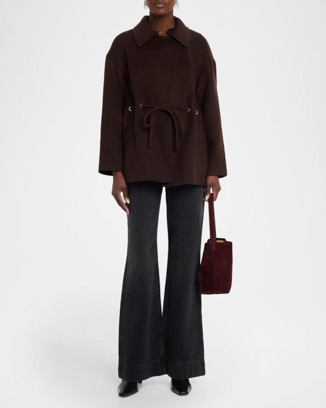 Ba&sh Purple Kam Wool-Blend Wrap Coat