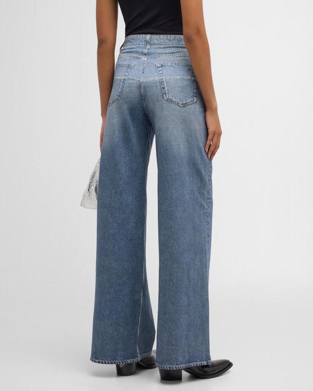 Rag & Bone Blue Rb Miramar Sofie Cotton-Terry Wide-Leg Jeans