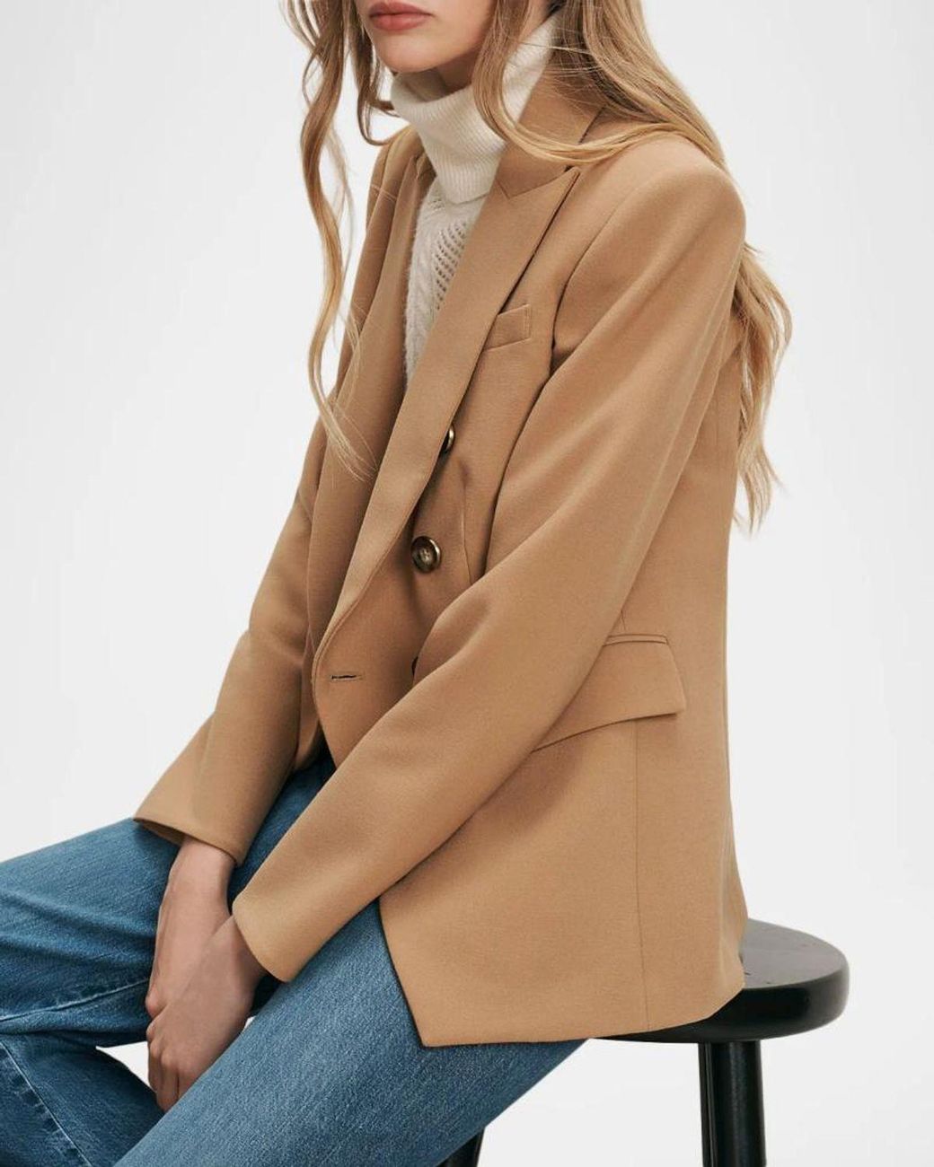Veronica Beard Natural Miller Double-Breasted Dickey Jacket
