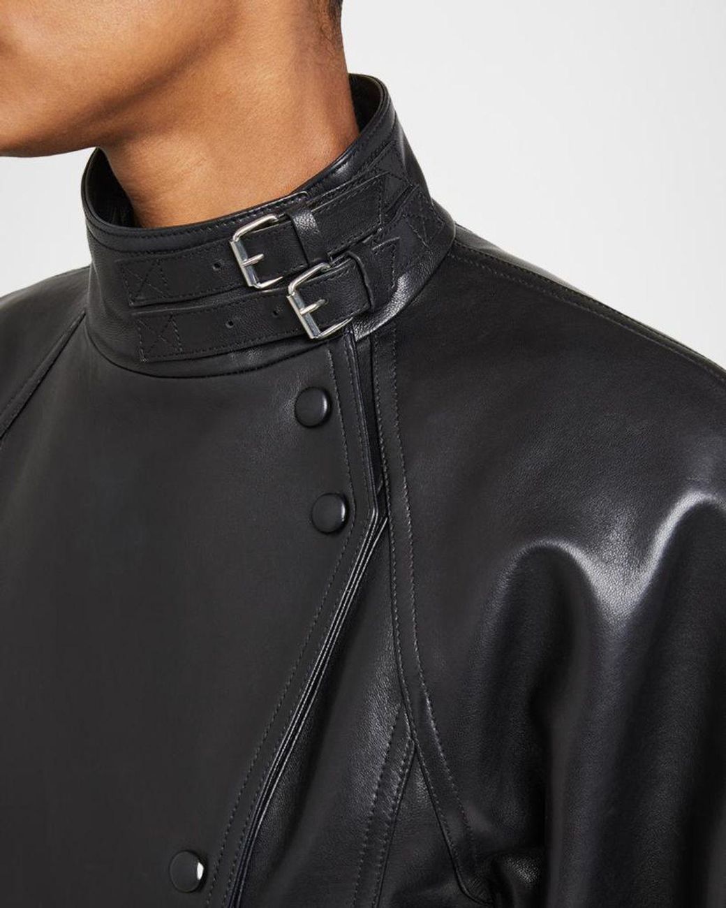 Balmain Black Leather Fitted Peplum Jacket