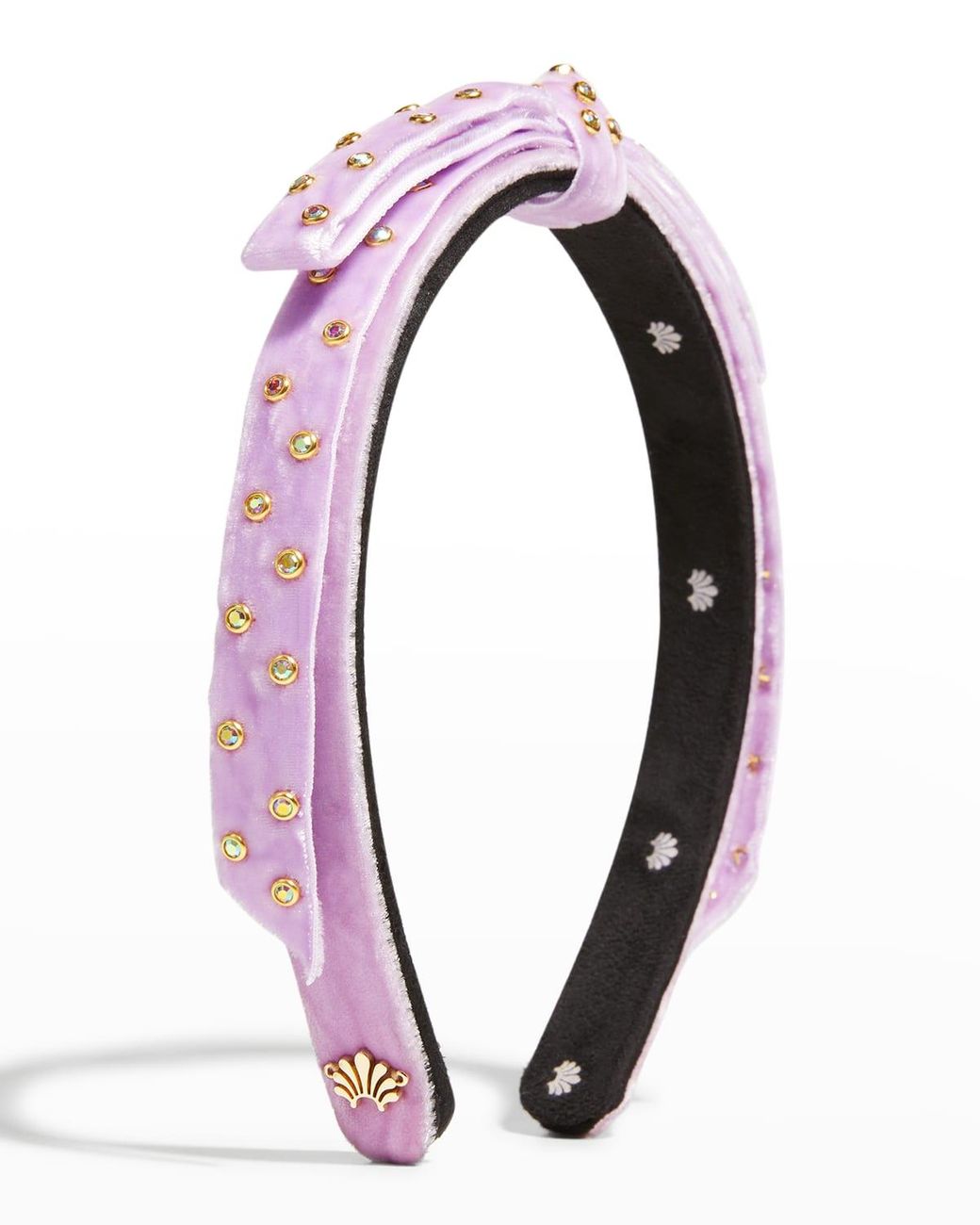 Lele Sadoughi Velvet Ribbon Crystal Bow Headband in Purple Lyst